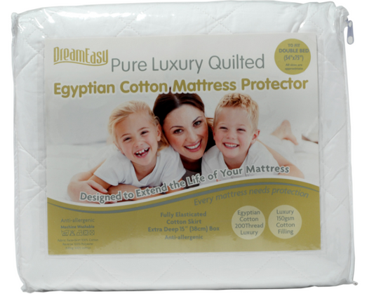 DreamEasy Pure Luxury Quilted Cotton Mattress Protector