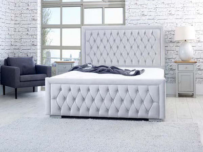 luxury bed frame princess bed buttoned headboard