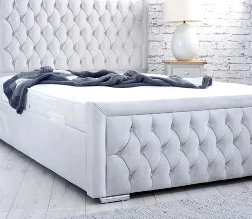 luxury bed frame princess bed buttoned headboard