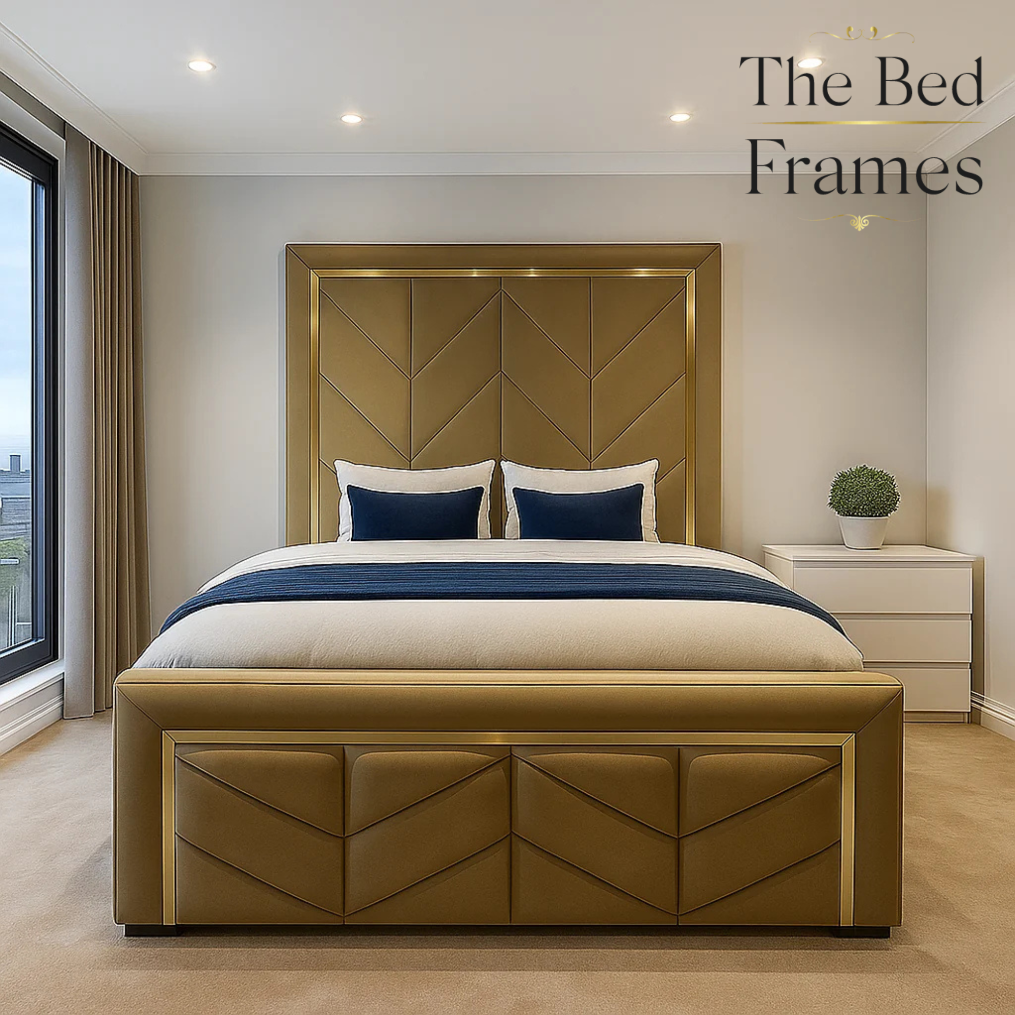 Gold Strip Tower Luxury Bed