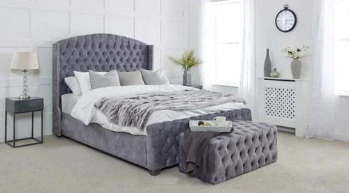 luxury bed frame big headboard storage bed