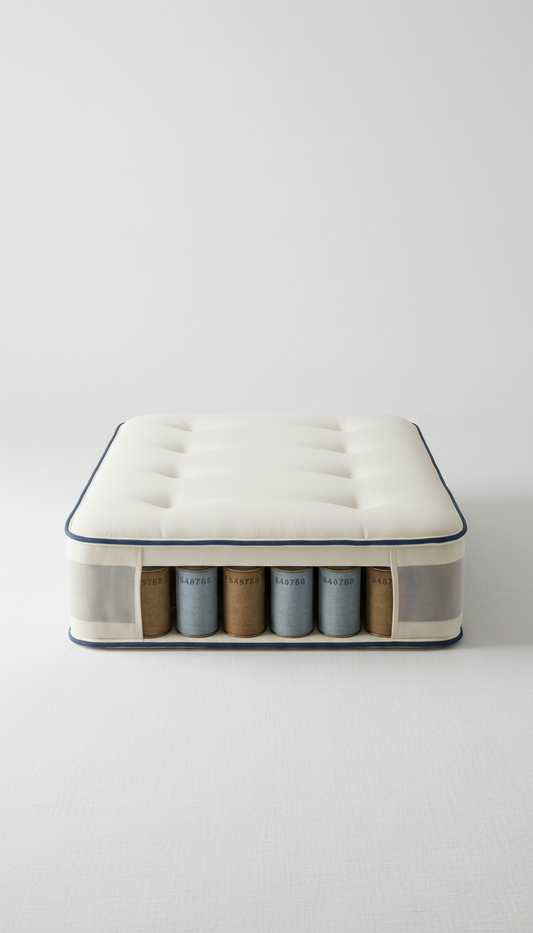 Pocket sprung mattress with natural wool